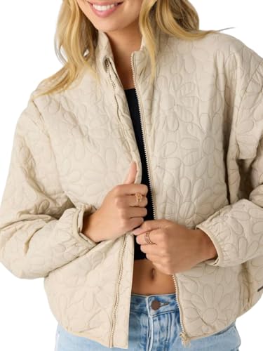 COMBEME Beige Floral Quilted Jacket for Women - Cozy Lightweight Puffer Coat for Winter - Image 2
