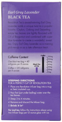Revolution Tea - Earl Grey Lavender Black Tea | Premium Full Leaf Infuser Stringless Teabags - Improves Digestion (16 Bags Each - 6 Pack) #TOP2