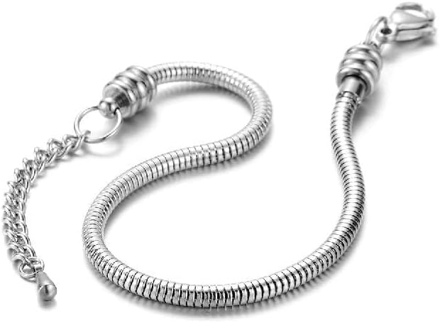Women European Charm Bracelet Stainless Steel 3mm Snake Chain Bracelet Fits Charms Bead 6"-10" - Image 3