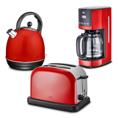 Luxus Frhstcksset 3 In 1 Kaffeemaschine Toaster Wasserkocher Rot Fotos
