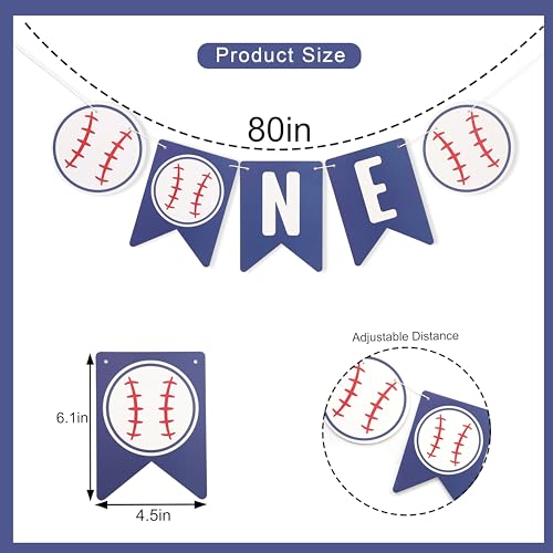 Image of Baseball One High Chair Banner - Baseball First /1st Birthday Decoration,Rookie Of The Year Banner,Sporty Birthday Decor (blue4)