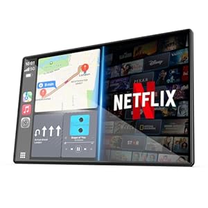 LAMTTO Pantalla inalámbrica CarPlay de 9 pulgadas con aplicaciones Netflix YouTube Protable Car Play Pantalla para Apple Carplay y Android Auto con cámara de respaldo Navegación Bluetooth Control de