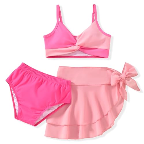 Image of HIHA Girls Swimsuit 3 Piece Bikini with Cover Up Skirts Size 6-12