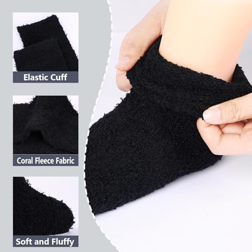 Hopton 5 Paar Kuschelsocken Damen 36-43, Dicke Warme Flauschige Socken, Weiche Bequeme Korallenfleece Mädchen Bettsocken für Herbst Winter Weihnachten (5 Farben)
