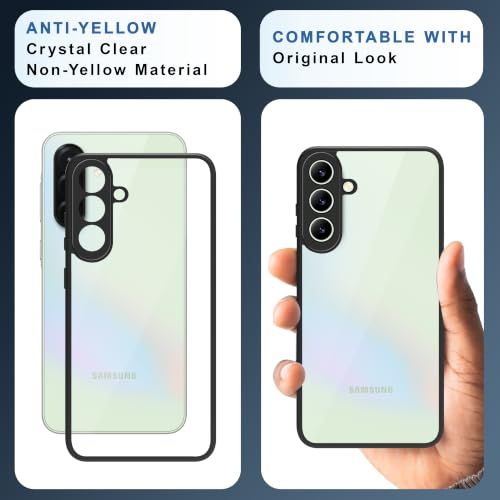 Image of CEDO Backcover for Samsung Galaxy A37 (5G) | Camera Protection Bump Shockproof Edge | Ultra Hybrid Transparent Acrylic Clear TPU+PC Hard Backcase Cover (Black)