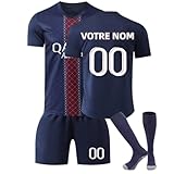 Maillot de Foot Personnalisé Enfant 2025 2026 Tenue Complete Domicile et Exterieur avec Nom et Numero Ensemble Football avec T Shirt Short et Chaussettes Cadeau pour Garcons Filles et Adultes