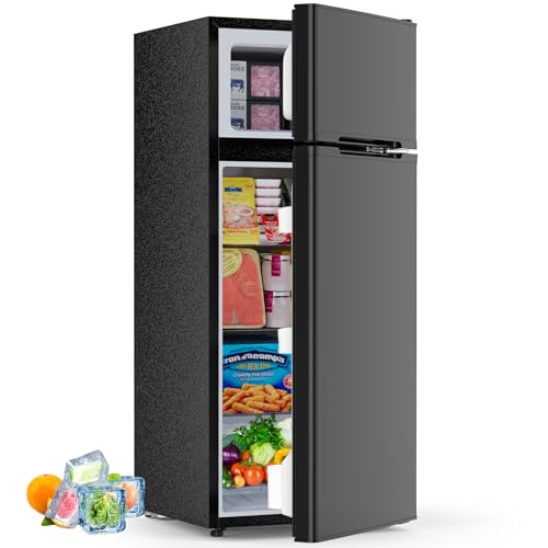 Image of 4.5 Cu.Ft Mini Fridge with Freezer, 2 Door Compact Refrigerator, Small Fridge with Adjustable Thermostat Energy Ultra Quiet, Mini Fridge Removable Glass Shelves for Bedroom Office Dorm Black