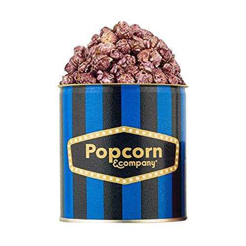 Image of Popcorn & Company Blueberry Flavored Gourmet Popcorn in Reusable Tin - Sweet & Fruity Snack, Non-GMO Mushroom Kernels | 130g | Gift Ready