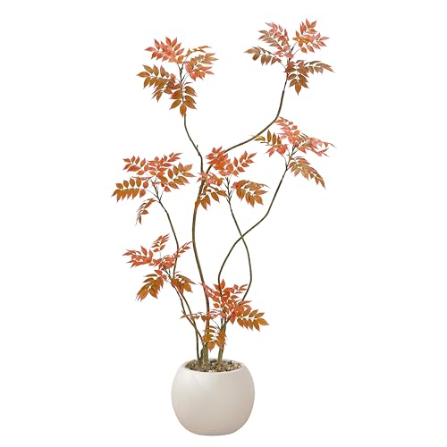 Artificial Mahonia Fortunei Tree 6ft,Tall Fake Plant Artificial Sumac Tree, Faux Plants Indoor Fake Plants Decor with Pots for Home Office Bathroom Bedroom Living Room Decorations Housewarming