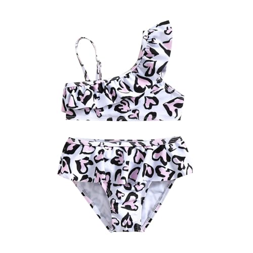 Maillot de bain deux pièces imprimé cœur filles 1-5 ans pour plage et piscine