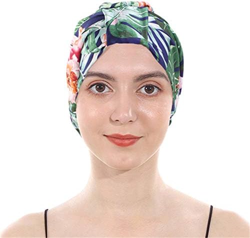 DuoZan Classic Pleated Silky Turbans Elasitc Sleep Bonnet Twist Beanie Hair Wrap