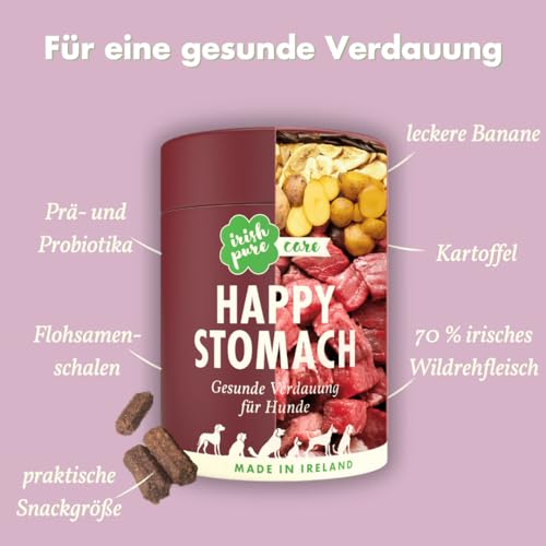 Irish Pure Happy Stomach Verdauungssnacks für Hunde | 200 Stück / 2 x 300g | Probiotika als Leckerli | Darmflora beim Hund stärken | verbesserte Verdauung & Immunsystem | Magenproblemen |100%Natürlich