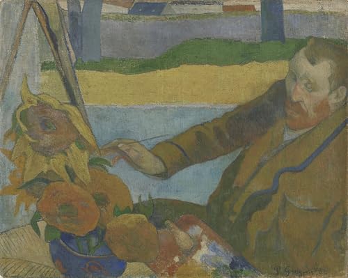 Murales de lienzo decorativos de Van Gogh pintando los girasoles, cuadro de pared 60x90cm