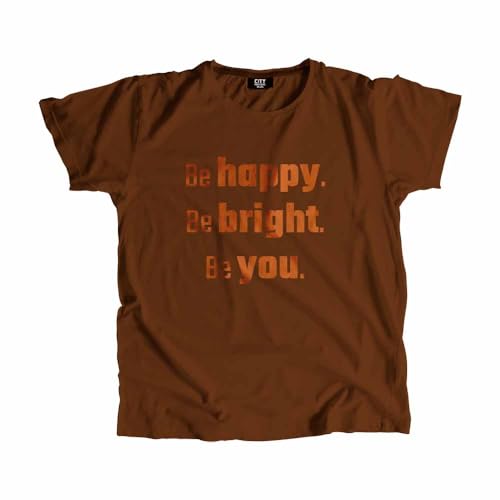 T-shirt unisexe Be Happy en coton premium marron avec finitions soignées