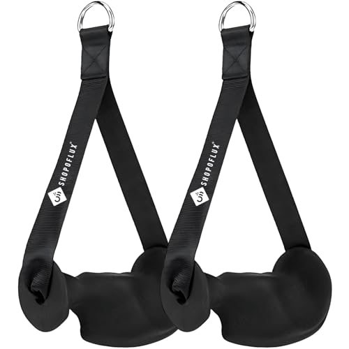 Image of SHOPOFLUX- Ergonomic D Handle Grips - Cable Machine Attachment for T-Bar Row, Tricep, Pull Exercise - Strength Training Handles for Home & Commercial Gym (Set of 2) (Black TPE)