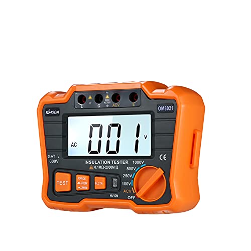RAYWE Insulation Resistance Tester DCV ACV Meter 1000V Ground Megger Megohmmeter Megohm Voltmeter w/LCD Backlight Display