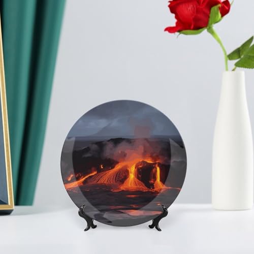 Plato decorativo de porcelana Bone China Kilauea Volcano 6 pulg miniatura 6