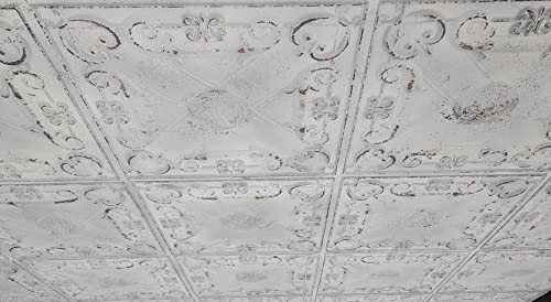 Td22 Shabby Chic Faux Tin Ceiling Tile. Box Of 10 2'X2' Decorative Tiles, Covers 40 Sq.ft. Easy To Install Pvc Panels. Gorgeous Antique Look Ceiling. Great For Glue Up/Drop In Installation. #TOP4