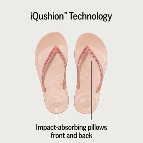 Image of FitFlop Womens iQushion Sparkle Ergonomic Flip Flops for Walking, Lightweight Waterproof Cushioned Thong Sandals for Women with Non Slip Bottom and Arch Support | Lightweight Waterproof Walking Sandals w /Cushioned Comfort & Arch Support