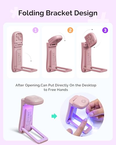 MelodySusie Cordless UV Nail Lamp with Fold-Out Stand,P-Art09F Foldable UV Light with 2-in-1 Lighting & Curing Function, Rechargeable, Flash Cures All Soft Gels Especially Half-Cured, Base & Top Coat — view 6