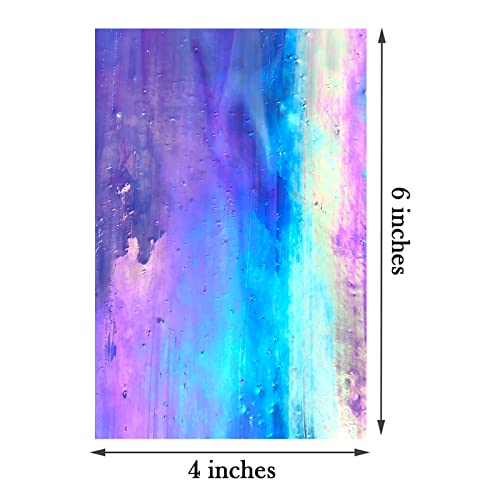 LITMIND 12 Sheets Iridescent Stained Glass Sheets – 4 x 6 Inch Opaque Rainbow Art Glass for Mosaics, Crafts & DIY Project