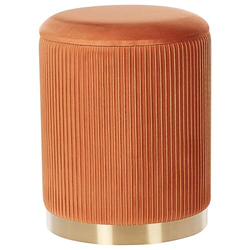 Beliani Set de 2 Poufs avec Rangement Design Rétro Glam en Velours Rembourré Orange Miramar – vue 5
