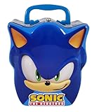 Sonic the Hedgehog Head Shaped Tin Carry All - Hinged, Lid, Handle, 1 Count, Blue