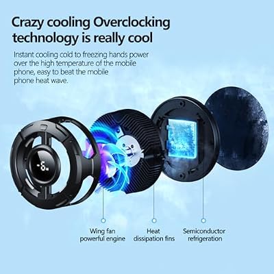 Mag-Safe Phone Cooler for Gaming, Cell iPhone Cooling Fan Hot Weather, Portable RGB Mobile Enfriador para Celular Case, Ventilador para Telefono ipad Keep Phone Cool, for iPhone/Android Series Phone