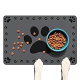 41W+SLh7iTL. SL160 Dog Food Mats for Floors Absorbent, Cat Food Mat - Pet Cat Feeding Mat Quick Dry, Dog Bowl Mats for Water, Pet Supplies Feeding Placemat16 x 24' Grey