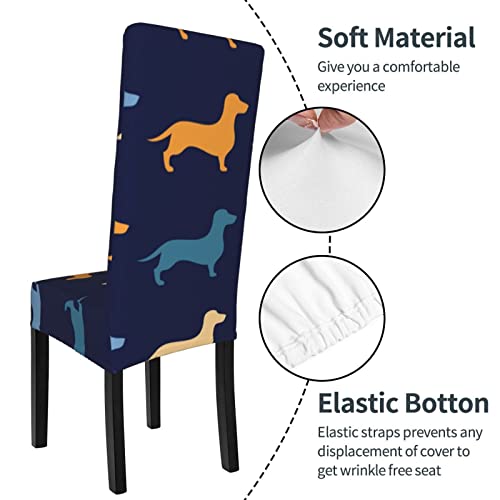 Chair Covers For Dining Room Dachshund-Blue-Orange-Dog Dining Chair Slipcover For Kitchen,Hotel,Restaurant #TOP3