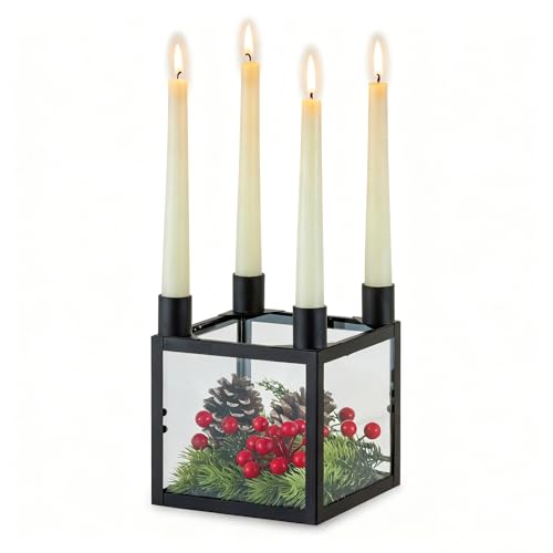 Glasseam Kerzenhalter Adventskranz Modern Kerzenständer: 4 Stabkerzen...