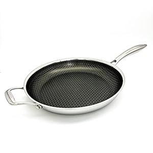 Cooksy 12 Inch Hexagon Surface Hybrid Stainless Steel Frying Pan
