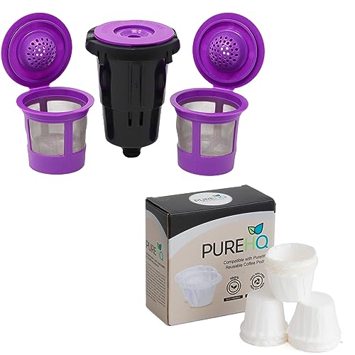Comparison: Best K Cup Adapter 8 Reusable K Cups for Keurig K Mini, K-Mini Plus, K-Express, K Iced with Adapter and 100 Disposable Coffee Filters, White by PureHQ