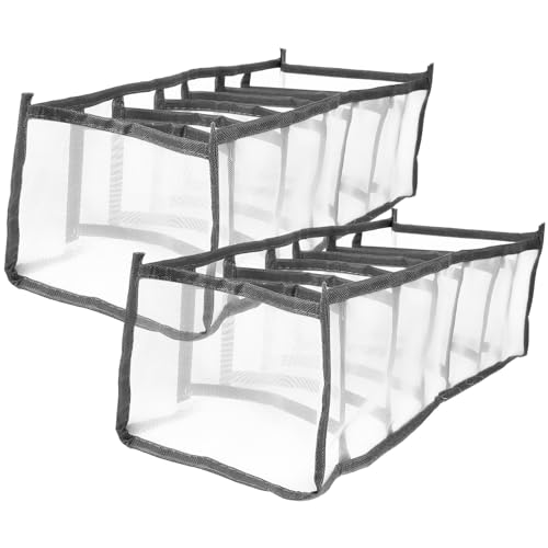 CATIEBYE Organizador de Armario Plegable de Tela 2 Piezas 7 Compartimentos para Ropa Interior y Calcetines, Mejora el Espacio del Cajón Closet
