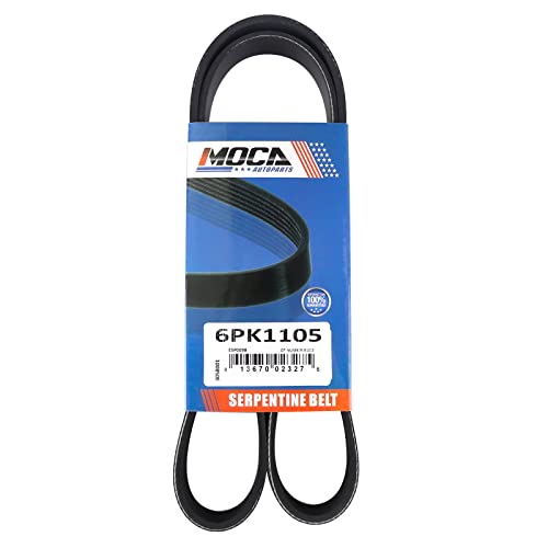 Image of MOCA 6PK1105 EPDM Serpentine Belt Fits for 08-13 for BMW M3 4.0L & 98-02 Accord 2.3L & 00-01 for Infiniti I30 3.0L & 00-01 for Nissan Maxima 3.0L