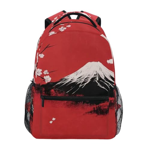 Mountain Cherry Blossoms (02) Laptop Backpack, Lightweight Multi Pockets Book Bag Daypack for Women Men Travel