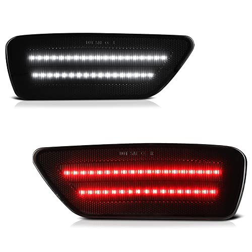 VIPMOTOZ [3 FUNCTION]Smoked Brake+Reverse+Daytime Running Lights Reflector Compatible With 2011-2021 Grand Cherokee Journey 11-17 Compass Chrome Housing Smoked Tinted Lens Pair Set