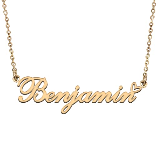 HUAN XUN Collares de nombre con colgante inicial personalizado para mujeres y niñas en plata dorada