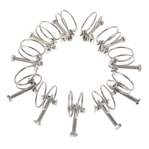 HOLIDYOYO Double Wire Hose Clips 10pcs Stainless Steel Hose Clamp Set Waterproof
