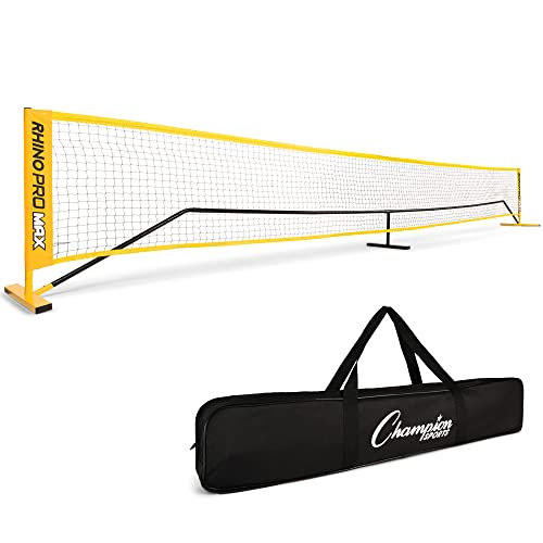 Champion Sports Adjustable Racquet Sport Net: Portable 20 Foot Racket Sport Game Net for Volleyball, Tennis, Pickleball, and Badminton - Yellow