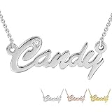 DaMei Collier Coeur Prénom Personnalisé Argent Collier pour Femme BFF avec Prenoms Gravé Bijoux Personnalisés Collier Cadeaux Anniversaire pour Maman (Silver, 18)