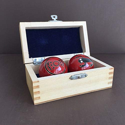 Qi-Gong - Bolas de curación para masaje, diseño abstracto, 40 mm, en caja de madera
