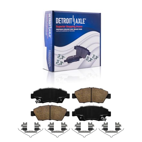 Image of Detroit Axle - Brake Kit for 2003-2008 2012-2014 Honda Civic, Front Ceramic Brake Pads with Hardware Rear Semi-Metallic Brake Shoes 2004 2005 2006 2007 2013 Replacement