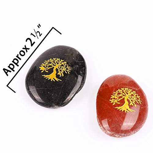 ROCKIMPACT 12PCS Life Tree Engraved Inspirational Stones, Pocket Word Stone River Rock, Zen Chakra Healing Palm Stone, Positive Encouraging Rocks, Tree of Life Organic Growth (Pack of 12, Life Tree) by ROCKIMPACT - Used condition - Image 6