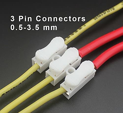 Image of Rpi Shop - 3 Way Quick Push Type Lock Electric Wire Connector for Cable Lock, Screwless Quick Electrical Terminals Pack of 100 Pcs (White)