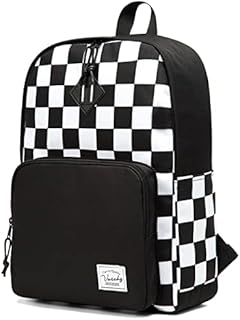 VASCHY Backpack Mens, Lightweight School Bag for Boys and Girls School Backpack for Women Water Resistant Rucksack Casual Daypack for College, Work, Travel, Sports with Two Bottle PocketsBlack