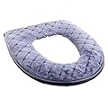 Soft Toilet Seat Cushion Washable and Comfortable Toilet Seat Cover Pads Reusable Thicker Warmer Cover Pads with Zipper (Grey)