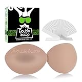 Double Scoop® Push Up Inserts w/Bonus Tape Sticky Strips, Instant Breast Implants, Replacement Bras Pads, Padded Bralette Hack, Breast Lift, Foam Bra Filler Insert, Bra Stuffer, Cup Size A/B (Nude)