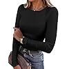 ANRABESS – Camisetas de manga larga para mujer, de punto acanalado, ajustadas, básicas, informales, para usar a capas o debajo del uniforme en el otoño