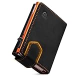 LORZOR Men Wallet Slim Magnetic Closure with Coin Pocket, Card Wallet Genuine Leather, Credit Card Holder RFID Blocking for 10 Cards, Smart Wallets Minimalist with Banknote Compartment, Gift